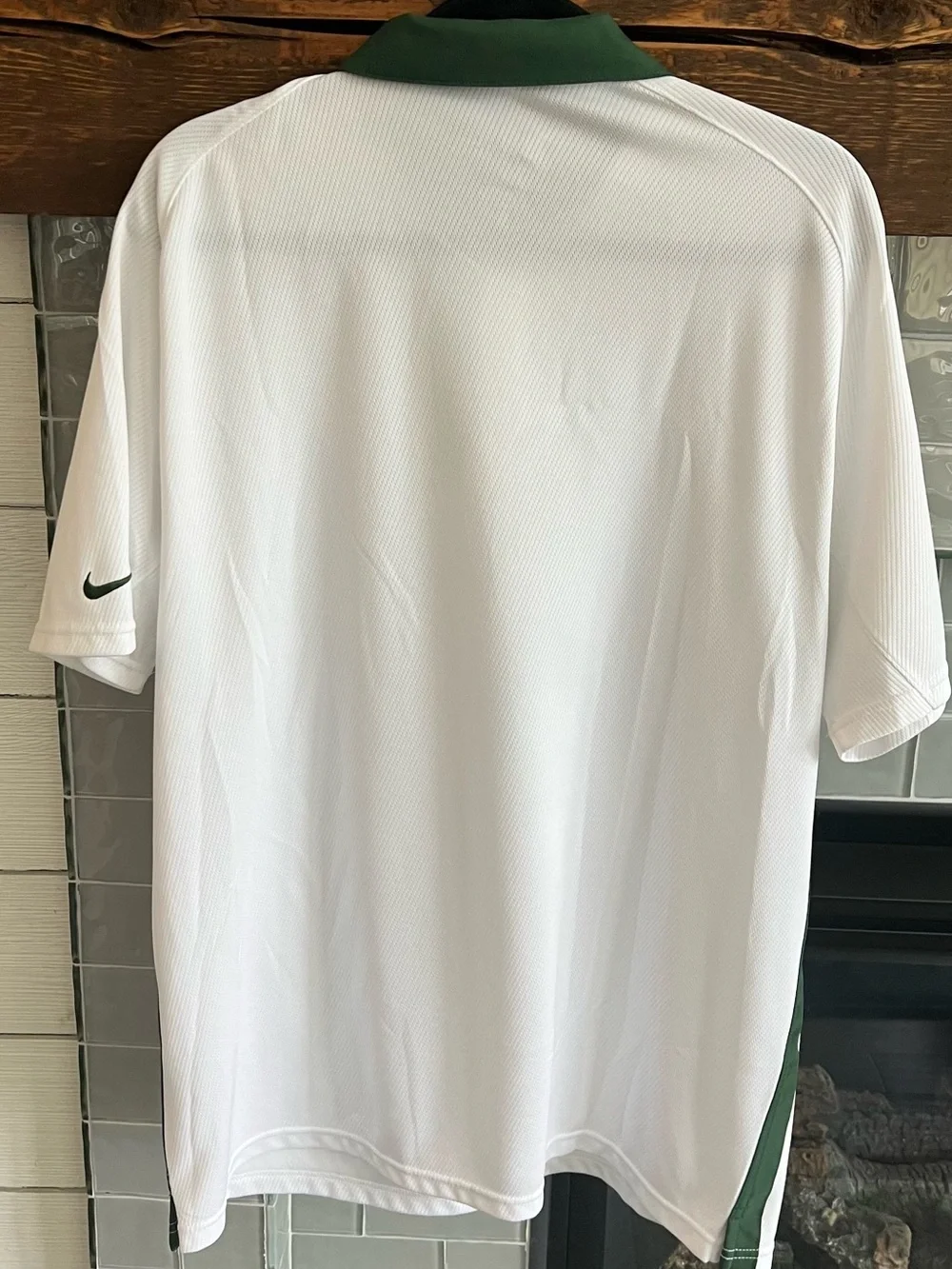 Green Bay Packers Shirt Nike White Short Sleeve Polo Size Large Dri Fit EUC